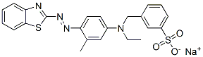 sodium m-[[[4-(benzothiazol-2-ylazo)-m-tolyl]ethylamino]methyl]benzenesulphonate Struktur