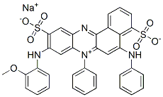 hydrogen 9-[(2-methoxyphenyl)amino]-7-phenyl-5-(phenylamino)-4,10-disulphonatobenzo[a]phenazinium, sodium salt Struktur