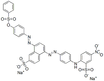 disodium 5-[[4-[(4-nitro-2-sulphonatophenyl)amino]phenyl]azo]-8-[[4-[(phenylsulphonyl)oxy]phenyl]azo]naphthalene-2-sulphonate Struktur