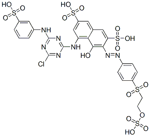 4-[4-(3-Sulfoanilino)-6-chloro-1,3,5-triazine-2-ylamino]-5-hydroxy-6-[4-[2-(sulfooxy)ethylsulfonyl]phenylazo]-2,7-naphthalenedisulfonic acid Struktur