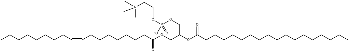 trimethyl-[2-[[2-octadecanoyloxy-3-[(Z)-octadec-9-enoyl]oxy-propoxy]-o xido-phosphoryl]oxyethyl]azanium Struktur