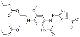 ethyl 5-[5-acetamido-2-methoxy-4-[(5-nitrothiazol-2-yl)azo]phenyl]-9-oxo-2,8,10-trioxa-5-azadodecanoate Struktur