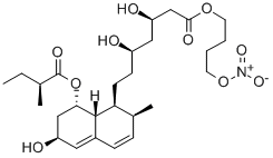 1S,2S,6S,7,8S,8AR-HEXAHYDRO-BETA,DELTA,6-TRIHYDROXY-2-METHYL-8-[(2S)-2-METHYL-1-OXOBUTOXY]-4-(NITROOXY)BUTYL ESTER, 1-NAPHTHALENEHEPTANOIC ACID Struktur