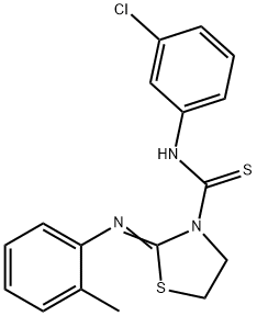 N-(3-chlorophenyl)-2-[(2-methylphenyl)imino]-1,3-thiazolane-3-carbothioamide Struktur