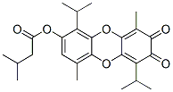 3-Methylbutanoic acid [7,8-dihydro-1,6-diisopropyl-4,9-dimethyl-7,8-dioxodibenzo[b,e][1,4]dioxin-2-yl] ester Struktur