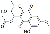 4-Acetoxy-3,4-dihydro-3,6-dihydroxy-8-methoxy-2-methyl-2H-naphtho[2,3-b]pyran-5,10-dione Struktur