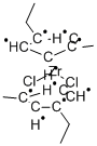 Bis(1-ethyl-3-methylcyclopentadienyl)zirconium dichloride Struktur