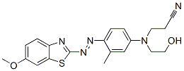 3-[(2-hydroxyethyl)[4-[(6-methoxybenzothiazol-2-yl)azo]-3-methylphenyl]amino]propiononitrile Struktur