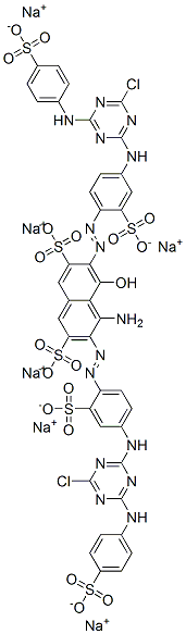 hexasodium 4-amino-3,6-bis[[4-[[4-chloro-6-[(4-sulphonatophenyl)amino]-1,3,5-triazin-2-yl]amino]-2-sulphonatophenyl]azo]-5-hydroxynaphthalene-2,7-disulphonate Struktur