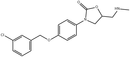 3-[4-[(3-chlorophenyl)methoxy]phenyl]-5-[(methylamino)methyl]oxazolidin-2-one    Struktur