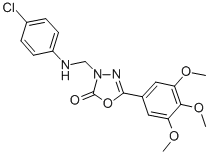 1,3,4-Oxadiazol-2(3H)-one, 3-(((4-chlorophenyl)amino)methyl)-5-(3,4,5- trimethoxyphenyl)- Struktur