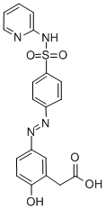 2-[(3Z)-6-oxo-3-[[4-(pyridin-2-ylsulfamoyl)phenyl]hydrazinylidene]-1-cyclohexa-1,4-dienyl]acetic acid Struktur