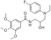 N-[3-[ethyl-(4-fluorophenyl)amino]-2-hydroxy-propyl]-3,4,5-trimethoxy- benzamide Struktur