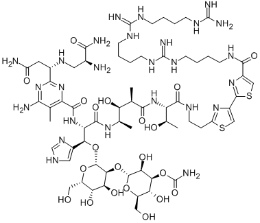 N1-(20-Amino-6,13,20-triimino-5,7,12,14,19-pentaazaicosan-1-yl)bleomycinamide Struktur