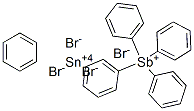 cyclohexatriene, tetraphenylstibanium, tin(+4) cation, tetrabromide Struktur