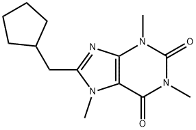 8-Cyclopentylmethyl-3,7-dihydro-1,3,7-trimethyl-1H-purine-2,6-dione Struktur