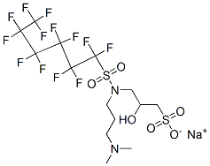 sodium 3-[[3-(dimethylamino)propyl][(tridecafluorohexyl)sulphonyl]amino]-2-hydroxypropanesulphonate Struktur