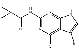 Propanamide, N-(5-bromo-4-chloro-7H-pyrrolo[2,3-d]pyrimidin-2-yl)-2,2-dimethyl- Struktur