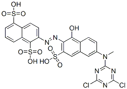 2-[[6-[(4,6-dichloro-1,3,5-triazin-2-yl)methylamino]-1-hydroxy-3-sulpho-2-naphthyl]azo]naphthalene-1,5-disulphonic acid Struktur