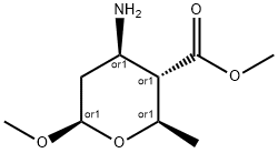 2H-Pyran-3-carboxylicacid,4-aminotetrahydro-6-methoxy-2-methyl-,methylester,(2alpha,3beta,4alpha,6alpha)- Struktur