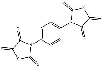 5-methylidene-3-[4-(5-methylidene-4-oxo-2-sulfanylidene-thiazolidin-3-yl)phenyl]-2-sulfanylidene-thiazolidin-4-one Struktur