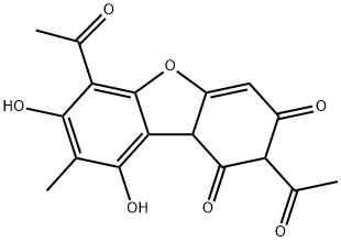 2,6-Diacetyl-7,9-dihydroxy-8-methyldibenzofuran-1,3(2H,9bH)-dione Struktur