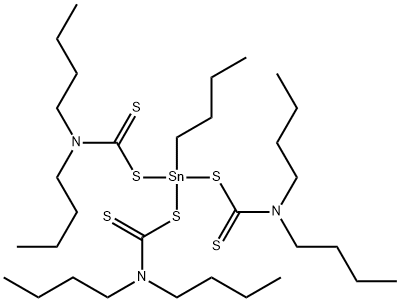 Butyltris(dibutyldithiocarbamato)stannane Struktur