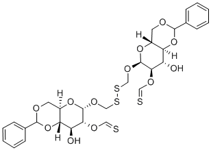 Bis(methyl 4,6-O-benzylidene-2-o-thiocarbonyl-alpha-D glucopyranoside) disulfide Struktur