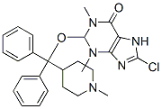 8-Chloro-1,2,3,7-tetrahydro-1,3-dimethyl-2-[diphenyl(1-methyl-4-piperidinyl)methoxy]-6H-purin-6-one Struktur