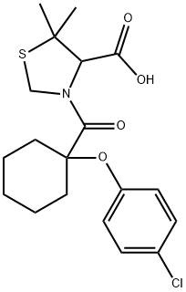 4-Thiazolidinecarboxylic acid, 3-(1-(p-chlorophenoxy)cyclohexylcarbony l)-5,5-dimethyl- Struktur