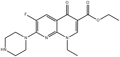 1-ETHYL-6-FLUORO-4-OXO-7-PIPERAZIN-1-YL-1,4-DIHYDRO-[1,8]NAPHTHYRIDINE-3-CARBOXYLIC ACID ETHYL ESTER Struktur