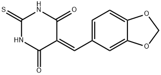 2-Thioxo-5-(1,3-benzodioxole-5-ylmethylene)hexahydropyrimidine-4,6-dione Struktur