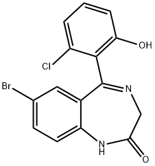 7-bromo-5-(2-chloro-6-hydroxyphenyl)-1,3-dihydro-2H-1,4-benzodiazepin-2-one Struktur