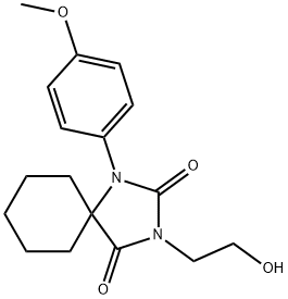 3-(2-Hydroxyethyl)-1-(p-methoxyphenyl)-1,3-diazaspiro[4.5]decane-2,4-dione Struktur