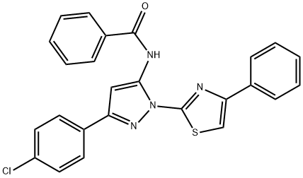 N-[5-(4-chlorophenyl)-2-(4-phenyl-1,3-thiazol-2-yl)pyrazol-3-yl]benzam ide Struktur