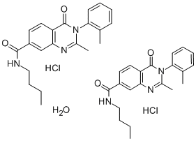 7-Quinazolinecarboxamide, 3,4-dihydro-N-butyl-2-methyl-3-(2-methylphen yl)-4-oxo-, hydrochloride, hydrate (2:2:1) Struktur