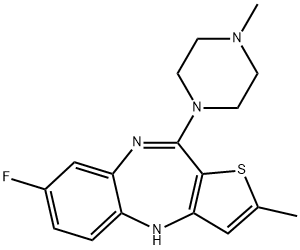 7-Fluoro-2-methyl-10-(4-methyl-1-piperazinyl)-4H-thieno(3,2-b)(1,5)ben zodiazepine Struktur