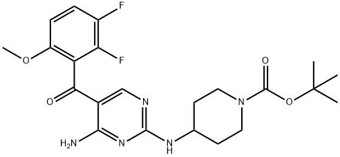 tert-butyl 4-(4-aMino-5-(2,3-difluoro-6-Methoxybenzoyl)pyriMidin-2-ylaMino)piperidine-1-carboxylate Struktur