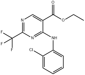 5-PYRIMIDINECARBOXYLIC ACID, 4-(O-CHLOROANILINO)-2-(TRIFLUOROMETHYL)-, ETHYL ESTER Struktur