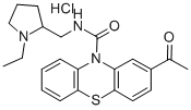 2-Acetyl-N-((1-ethyl-2-pyrrolidinyl)methyl)phenothiazine-10-carboxamid e monohydrochloride Struktur