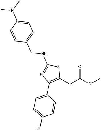 5-Thiazoleacetic acid, 4-(4-chlorophenyl)-2-(((4-(dimethylamino)phenyl )methyl)amino)-, methyl ester Struktur