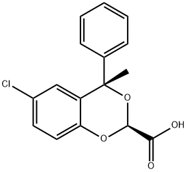 1,3-Benzodioxan-2-carboxylic acid, 6-chloro-4-methyl-4-phenyl-, (E)- Struktur