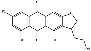 Anthra(2,3-b)furan-5,10-dione, 2,3-dihydro-4,6,8-trihydroxy-3-(2-hydro xyethyl)- Struktur