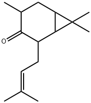 4,7,7-trimethyl-2-(3-methyl-2-butenyl)bicyclo[4.1.0]heptan-3-one Struktur