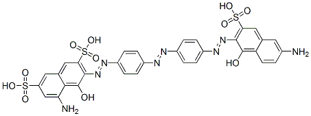 5-amino-3-[[4-[[4-[(6-amino-1-hydroxy-3-sulpho-2-naphthyl)azo]phenyl]azo]phenyl]azo]-4-hydroxynaphthalene-2,7-disulphonic acid Struktur