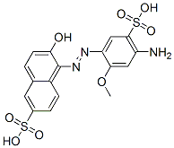 1-(2-Methoxy-4-amino-5-sulfophenylazo)-2-hydroxy-6-sulfonaphthalene Struktur