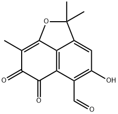 6,7-Dihydro-4-hydroxy-2,2,8-trimethyl-6,7-dioxo-2H-naphtho[1,8-bc]furan-5-carbaldehyde Struktur