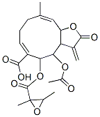 4-Acetyloxy-5-[[(2,3-dimethyloxiranyl)carbonyl]oxy]-2,3,3a,4,5,8,9,11a-octahydro-10-methyl-3-methylene-2-oxocyclodeca[b]furan-6-carboxylic acid Struktur