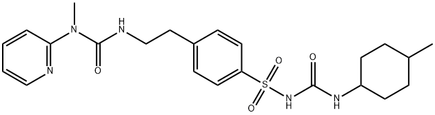 N-[[(4-methylcyclohexyl)amino]carbonyl]-4-[2-[[(methyl-2-pyridylamino)carbonyl]amino]ethyl]benzenesulphonamide Struktur