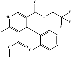 methyl 2,2,2-trifluoroethyl 4-(2-chlorophenyl)-1,4-dihydro-2,6-dimethylpyridine-3,5-dicarboxylate Struktur